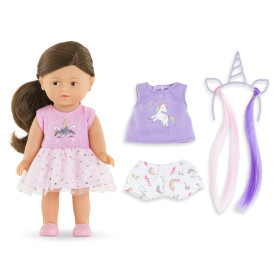 Poupée mini corolline Romy licorne et ses accessoires