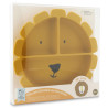 Assiette avec ventouse en silicone et compartiments dans son emballage Mr lion