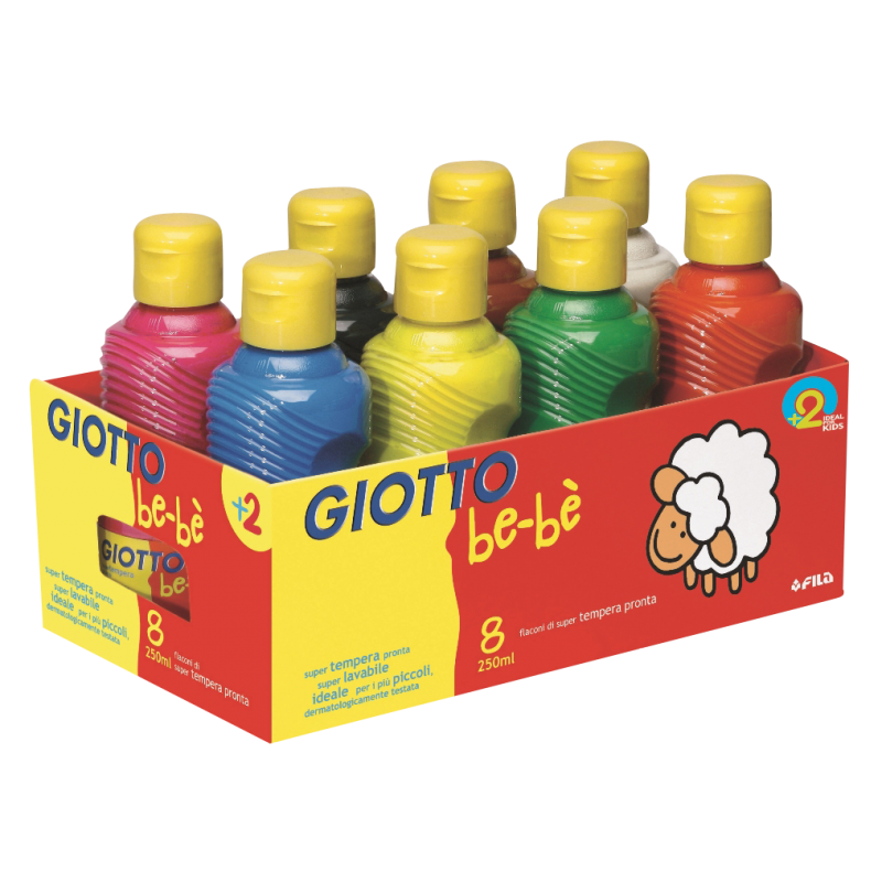 Coffret 8 x 250mL de gouache lavable giotto be-bè