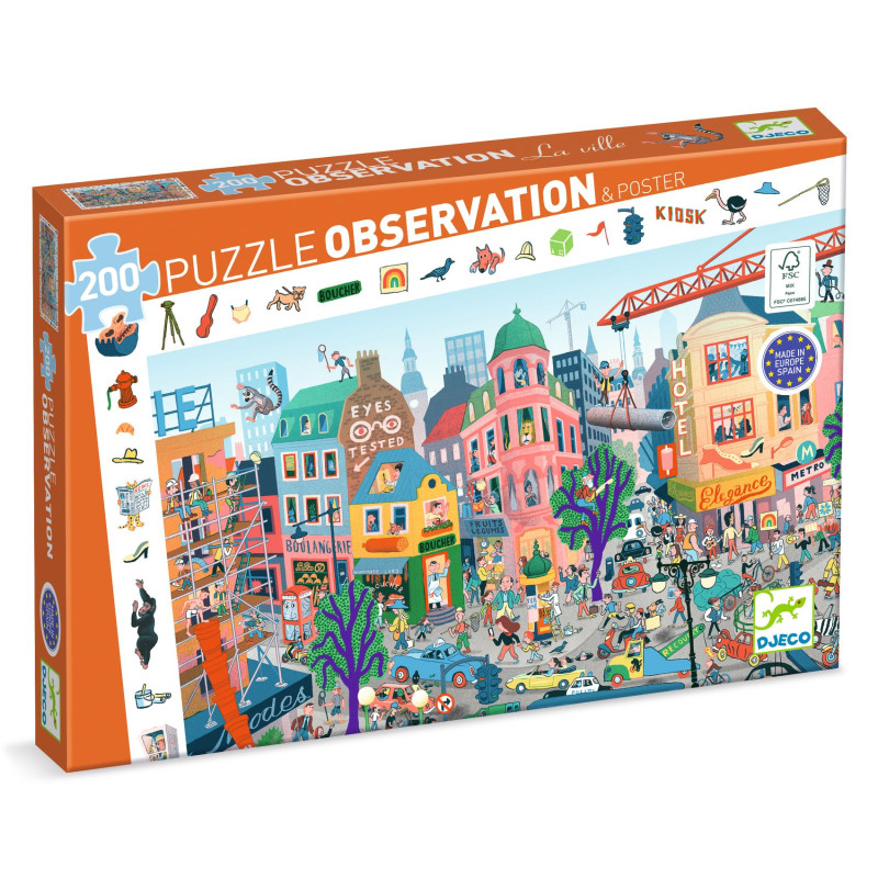 Puzzle observation La Ville 200 pièces dans sa boîte